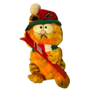 Vintage Dakin Garfield Orange Cat Skier Skiing Plush Stuffed Animal Toy 9.5"